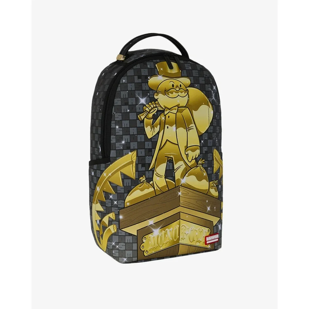 Sprayground Monopoly Statue Backpack Unisex Black Graphic Shoulder Strap SPR255
